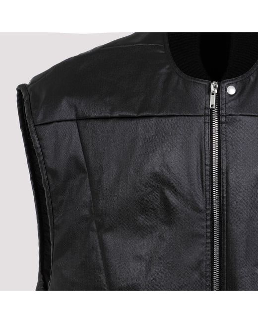 Rick Owens Black Jumbo Flight Denim Vest Jacket for men