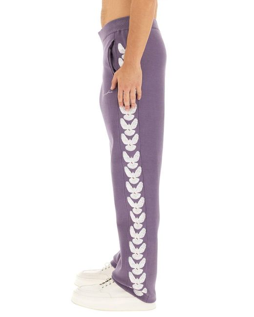 3.PARADIS Purple Jogging Pants With Logo for men