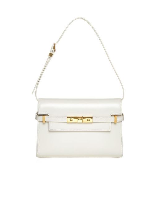 Saint Laurent White Manhattan Leather Small Bag
