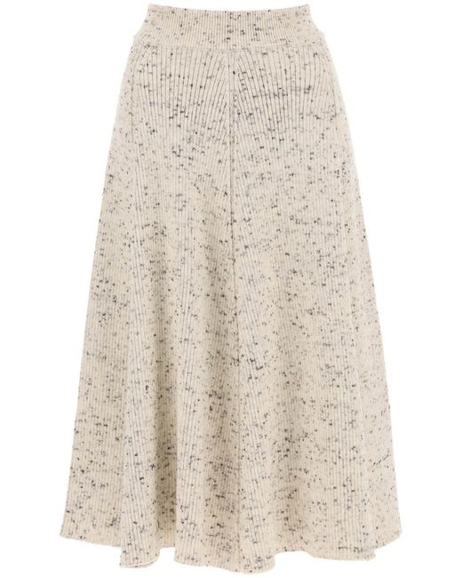 Jil Sander Natural Speckled Wool Midi Skirt