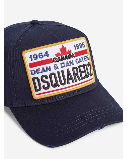 DSquared² Blue Dsquared Hat Wit Logo for men