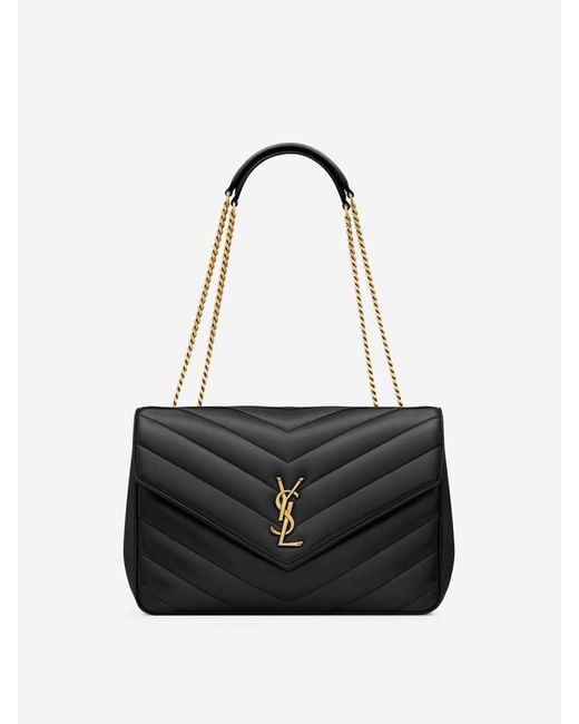 Saint Laurent Black Loulou Large Matelassé Bag