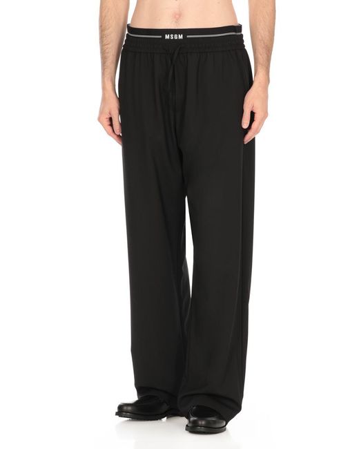 MSGM Black Wool Pants for men