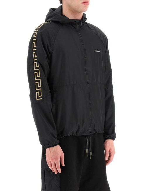 Versace Greek Nylon Sport Jacket in Black for Men | Lyst