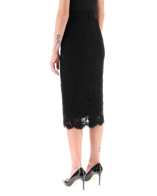 Dolce & Gabbana Black Lace Pencil Skirt With Tube Silhouette