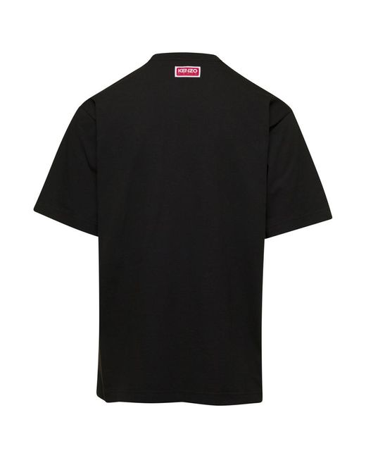 KENZO Black T-Shirt With Tiger Varsity Embroidery for men