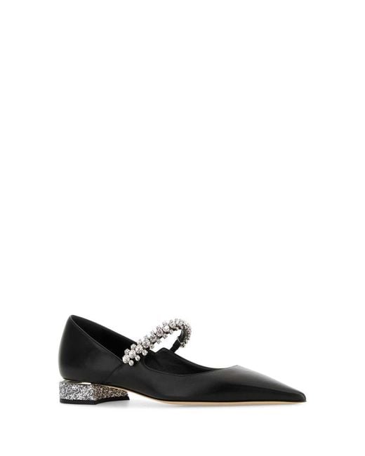 Jimmy Choo Black Nappa Leather Bing Ballerinas