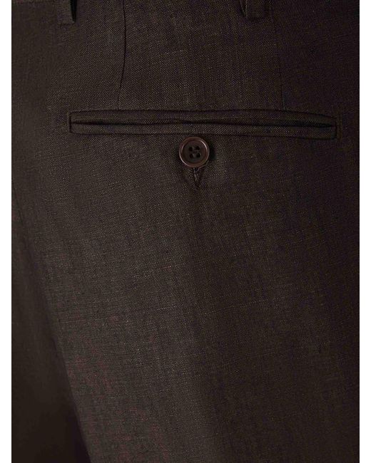 Canali Gray Ultralight Linen Trousers for men