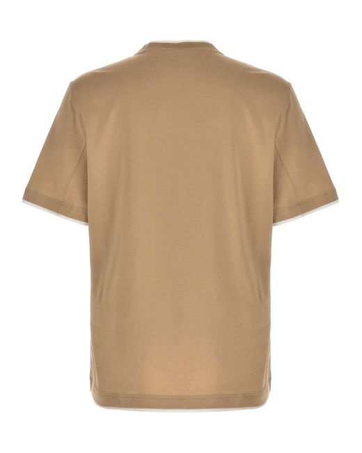 Brunello Cucinelli Natural Double Layer T-Shirt for men