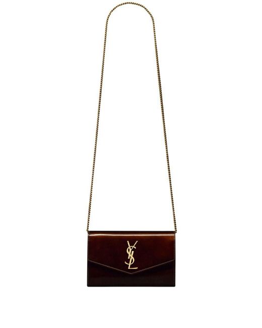 Saint Laurent White Uptown Leather Wallet On Chain