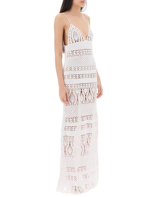 DSquared² White Crochet Maxi Dress