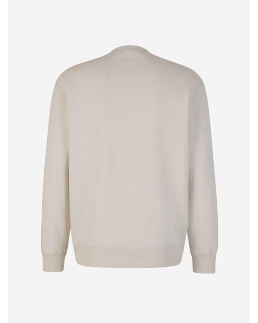 Brunello Cucinelli White Embroidered Crewneck Sweatshirt for men
