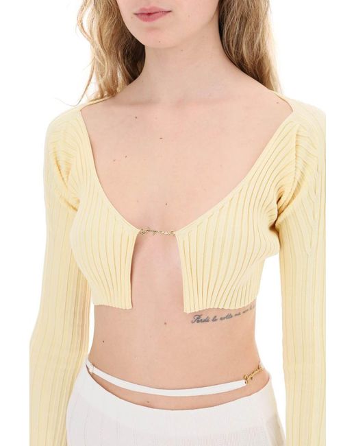 Jacquemus Yellow La Maille Pralù Micro Cardigan