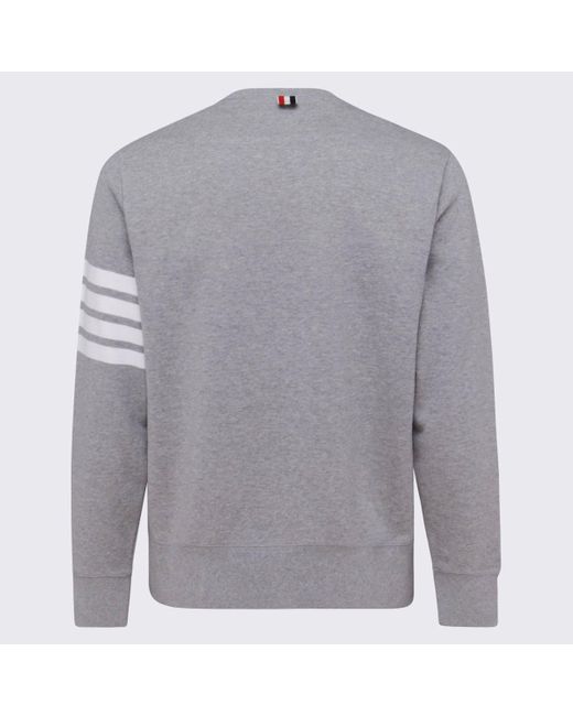 Thom Browne Gray Light Grey Cotton 4-bar Sweatshirt for men