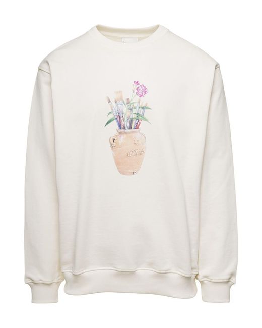 Drole de Monsieur White 'Le Sweatshirt Pinceaux' With Logo for men