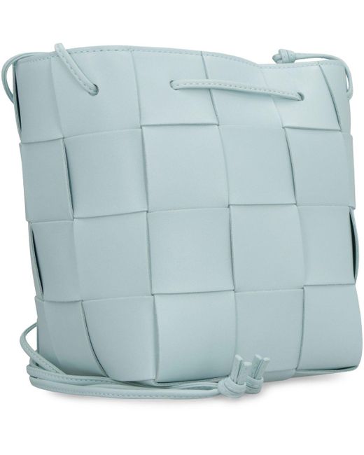 Bottega Veneta Blue Cassette Leather Bucket Bag