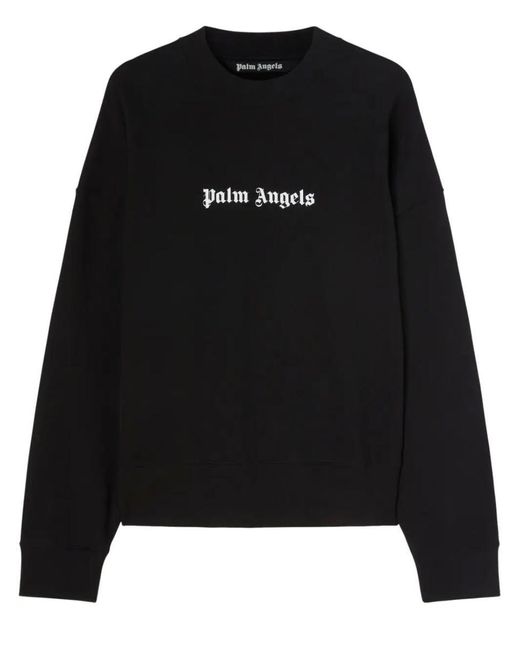 Palm Angels Black Logo Cotton Sweatshirt for men