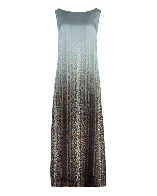 Fendi Gray Printed Silk Dress