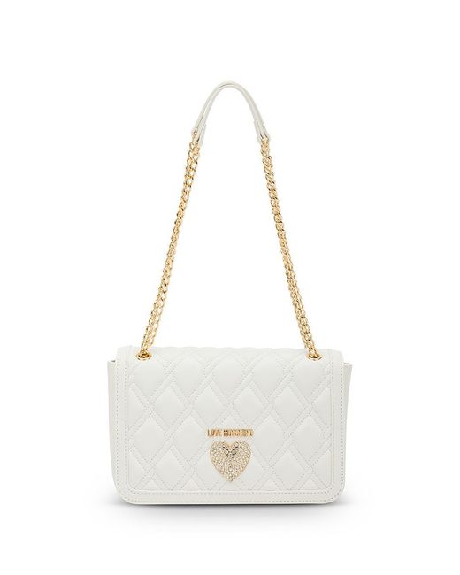 Love Moschino White Quilted Synthetic Leather Shoulder Bag
