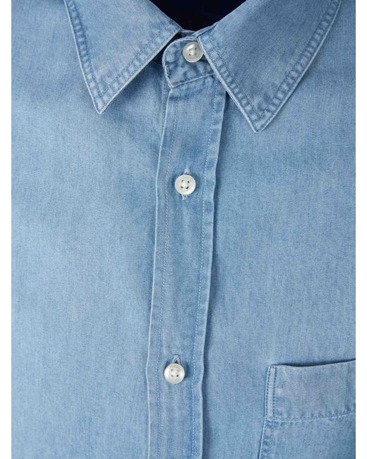 Officine Generale Blue Denim Shirt for men