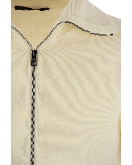 Tagliatore Natural Wool Cardigan With Zip for men