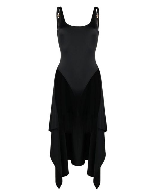 Versace Black Medusa-chain Sleeveless Midi Dress