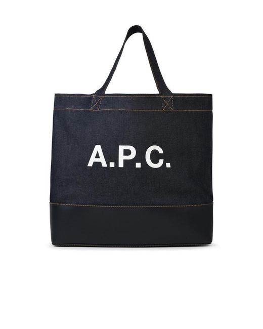 A.P.C. Black Large 'Shopping Axel' Denim Bag for men