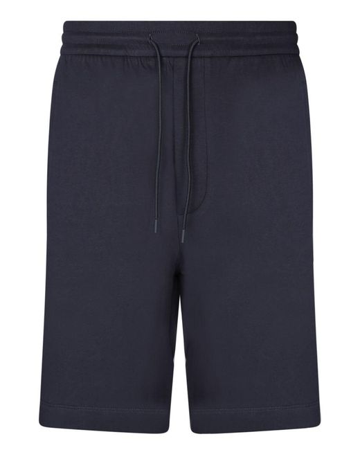 Emporio Armani Blue Logo Cotton Shorts for men