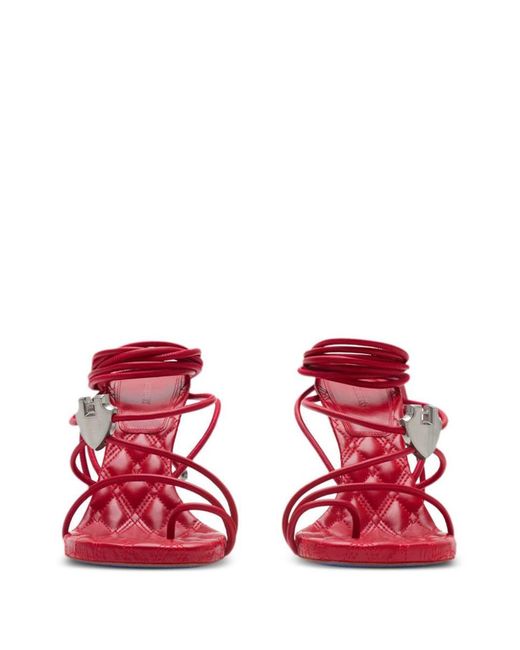 Burberry Red Ivy Shield Heeled Sandals 105