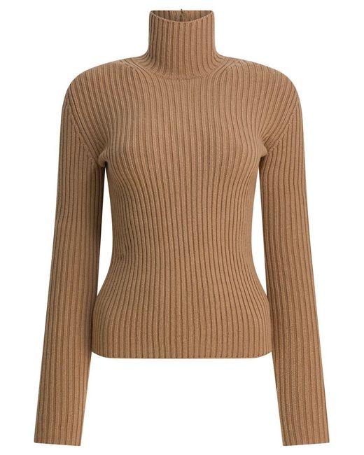 Max Mara Brown Wool And Cashmere Turtleneck Sweater