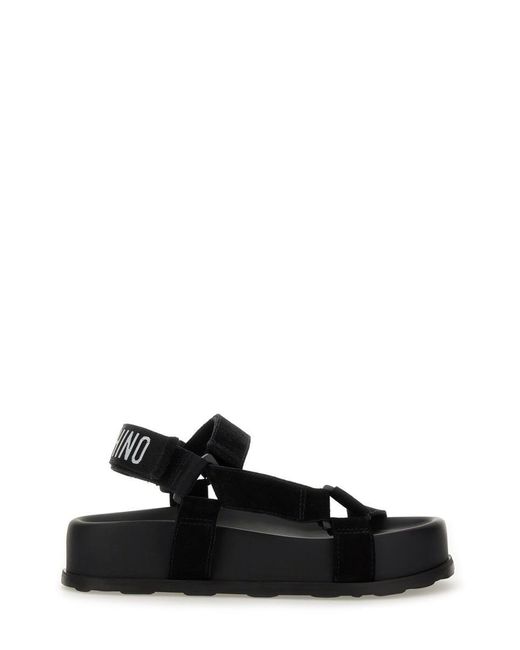 Moschino Black Leather Sandals