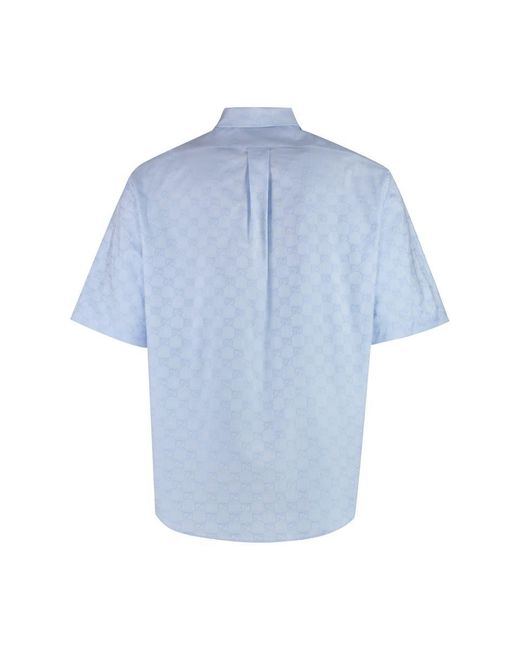 Gucci Blue Oxford Shirt In Cotton for men