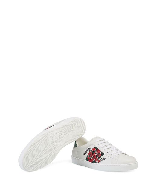 Gucci Leather Ace Embroidered Sneaker 