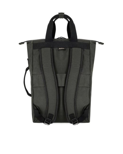 Barbour Black Field Waxed Sage Backpack for men