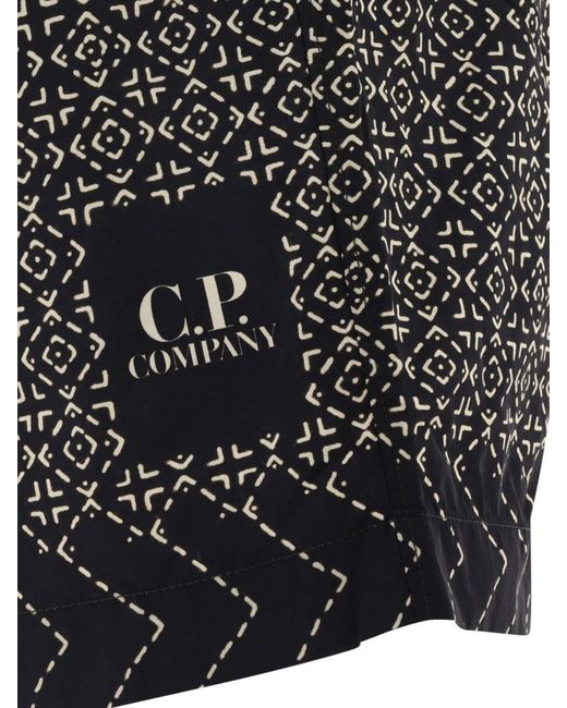 C P Company Gray "Baja" Print Swim Shorts for men