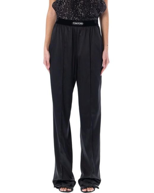 Tom Ford Black Silk Satin Pijama Pant