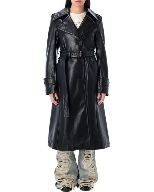 Acne Black Eco Leather Trench Coat