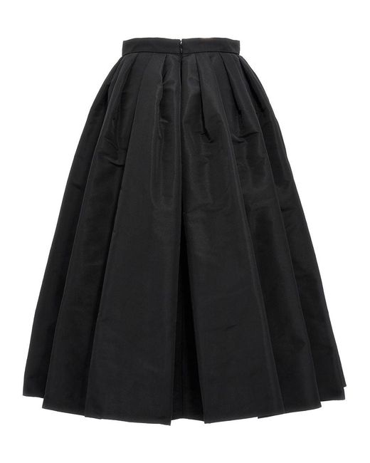 Alexander McQueen Black Curled Midi Skirt Skirts