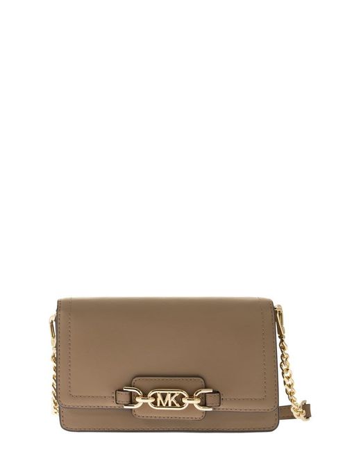 Michael Kors Heather Extrasmall Leather Shoulder Bag in Brown Lyst