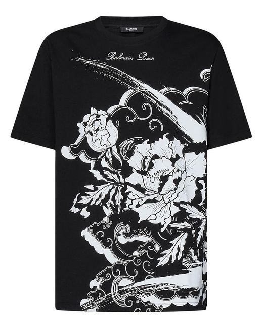 Balmain Black Paris T-Shirt for men