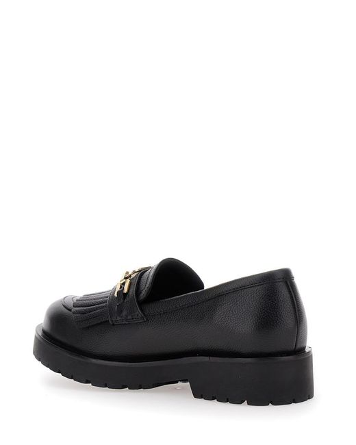 Twinset Black Loafers With Platform And Metallic Logo