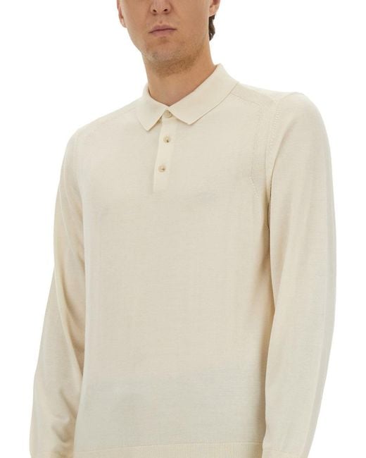 Boss White Knitted Polo for men
