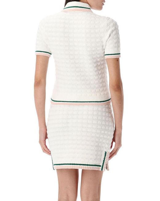 Casablanca White Bouclé Polo Shirt