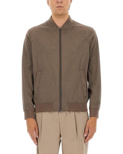 Herno Brown "resort" Bomber Jacket In Suede Alternatives for men