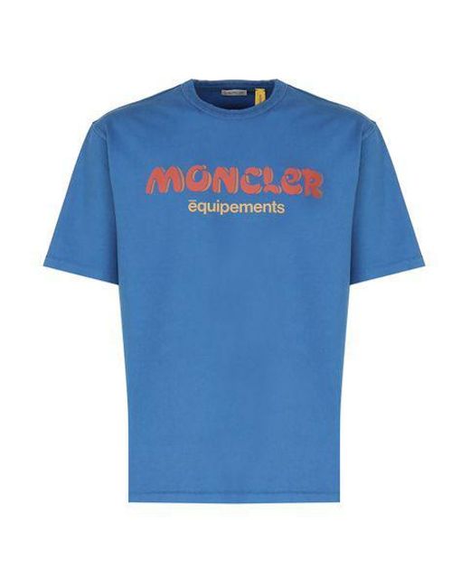 Moncler Genius Blue Moncler Logo Cotton T Shirt for men