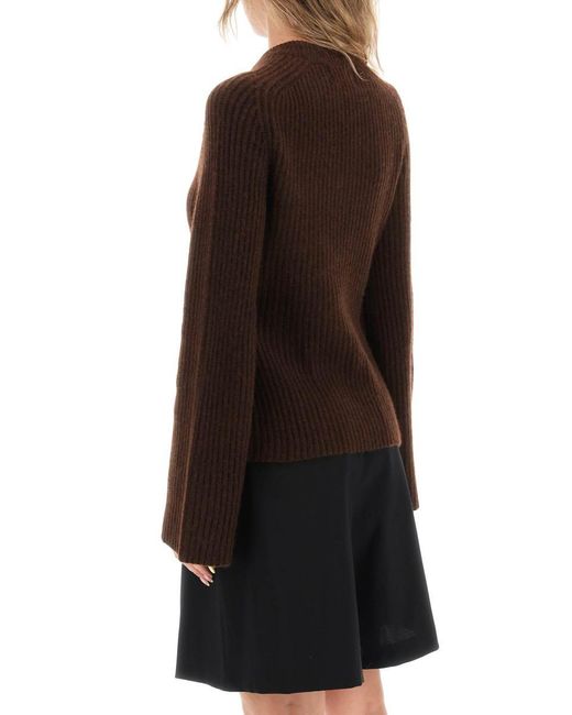 Loulou Studio Brown 'kota' Cashmere Sweater With Bell Sleeves