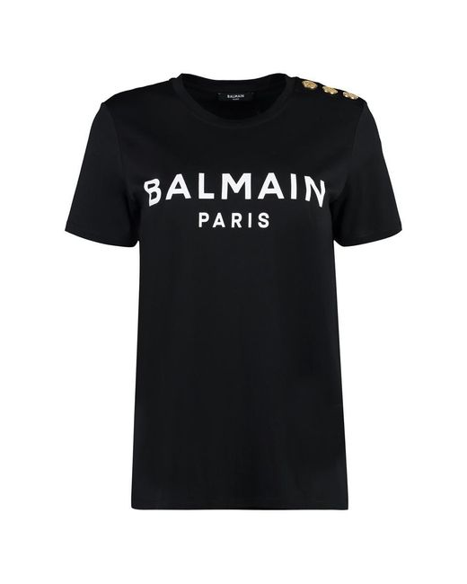 Balmain Black Cotton Crew-neck T-shirt