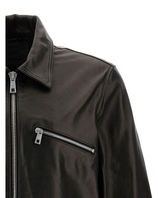 Giorgio Brato Black Biker Jacket With Collar And Zip In Smooth Leather Woman for men