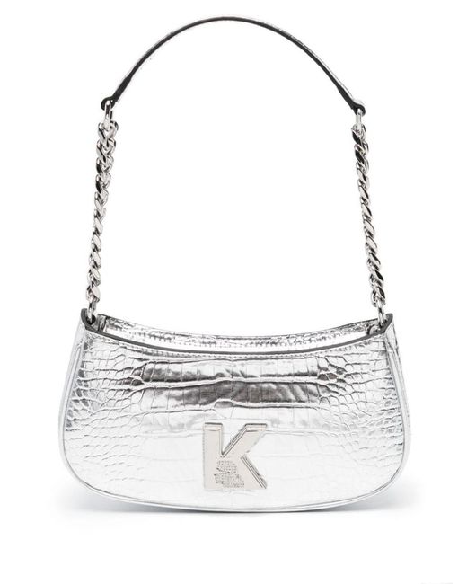 Karl Lagerfeld White K/kameo Metallic Shoulder Bag