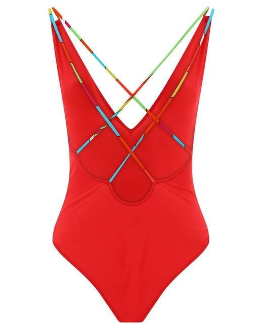 Emilio Pucci Red Iride-Print Swimsuit